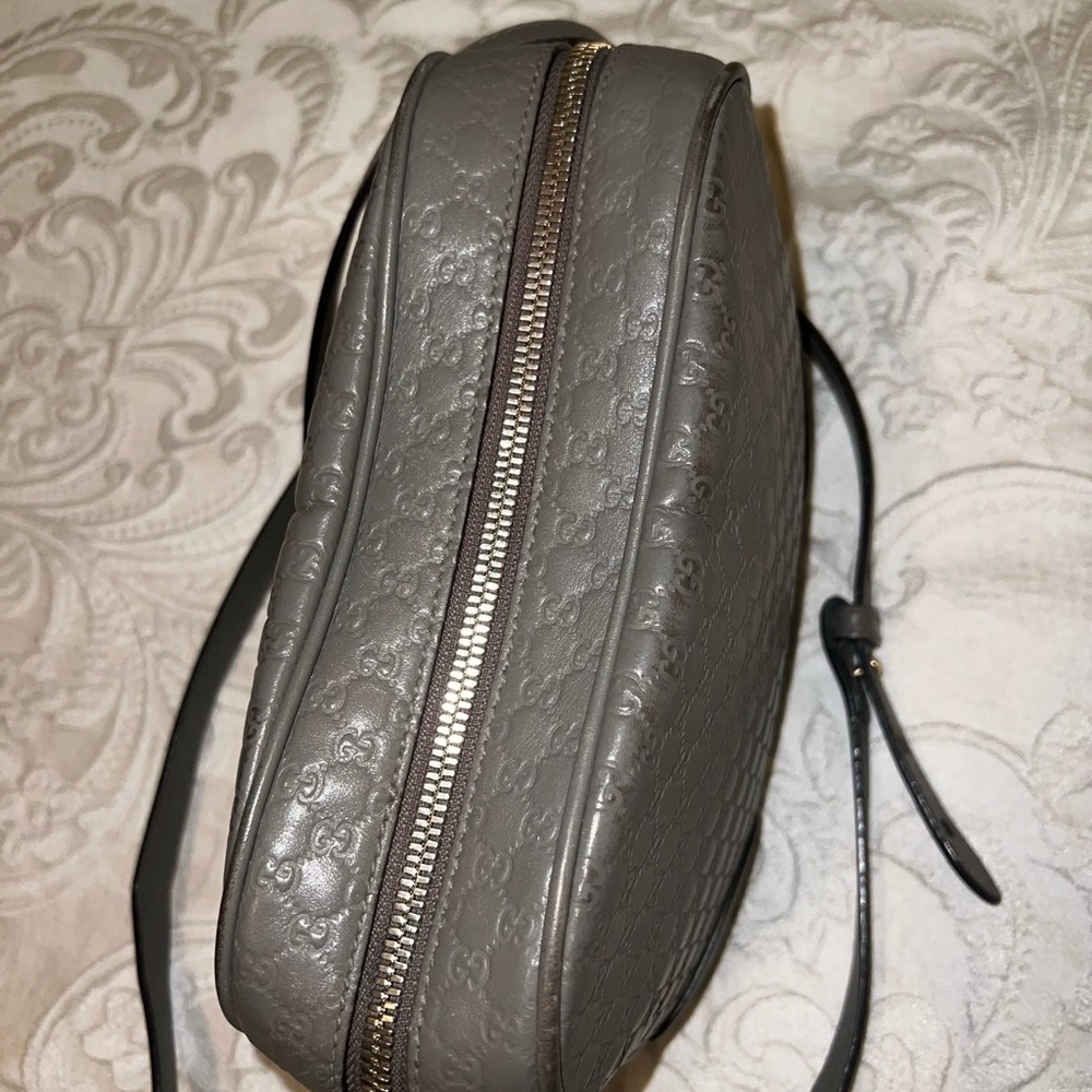 Authentic Gucci Gray Leather Microguccissima Bree… - image 7